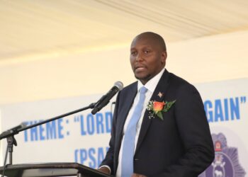 Prime Minister Russell Mmiso Dlamini addressing members of the Royal Eswatini Police Service during the Christian Police Association Annual Prayer Day at the Matsapha Police Academy.
