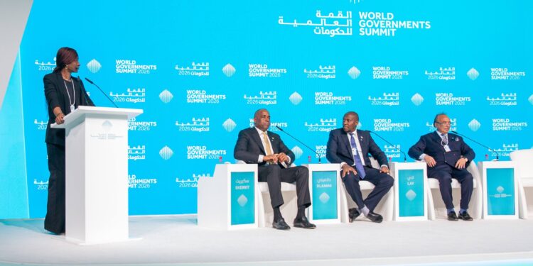 Prime Minister Russell Mmiso Dlamini addresses the panel discussion on tourism at the World Government Summit in Dubai.