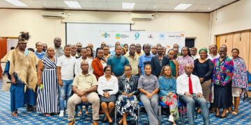 Stakeholders and experts gather at the Mbuluzi Ecosystems Restoration Project validation workshop to review key tools for protecting the Mbuluzi River Basin. Photo by Mbuluzi Ecosystems Restoration Project.