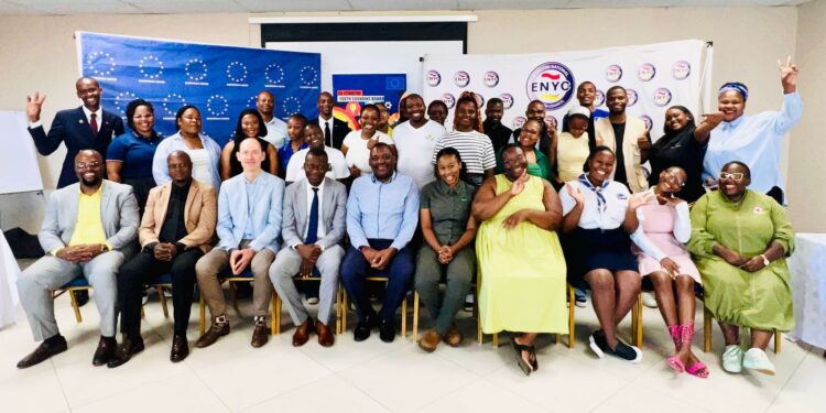 Youth leaders, representatives of youth serving organisations and stakeholders pose for a group photo during the Youth Empowerment Fund interactive information session held on Friday at Mountain View Hotel in Mbabane. Photo: EU in Eswatini