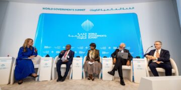 Minister for Information Communications and Technology Hon Savannah Maziya seated with fellow panelists during a high level discussion at the World Government Summit in Dubai.
