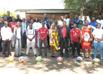 UNESWA leadership and student representatives pose for a group photo during the press briefing announcing the return of the BOLESWA Intervarsity Games. Photo credit: University of Eswatini