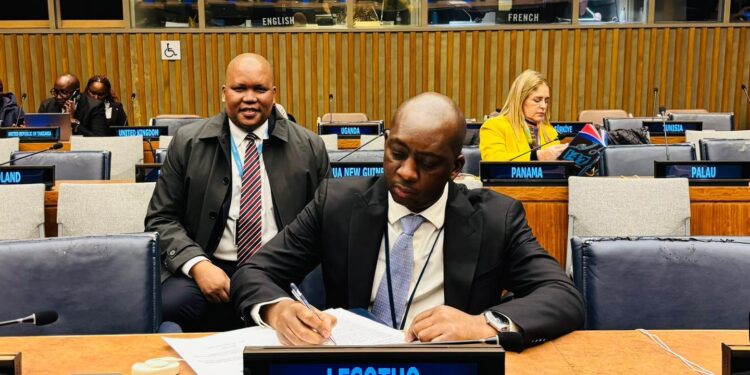 Ambassador Matete ’Nena delivers Lesotho’s national statement at the 64th Commission for Social Development session at the United Nations in New York. Photo credit: Ministry of Foreign Affairs and International Relations, Lesotho