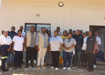 SMVAF Board and project teams pose during a tour of the new Mshinande Stabilisation Centre ahead of its official handover.