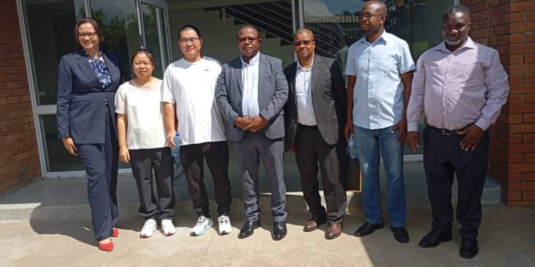 Minister of Commerce, Industry and Trade Honourable Manqoba Khumalo with Principal Secretary Ambassador Melusi Masuku, EIPA Chief Executive Officer Sibane Mngomezulu, Commerce officials, and the Artic Fox management team during a visit to the Matsapha factory.