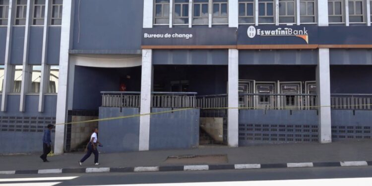 Eswatini Bank Manzini Branch where E1.6 million was stolen during a robbery in the early hours of Monday. Photo by Eswatini TV