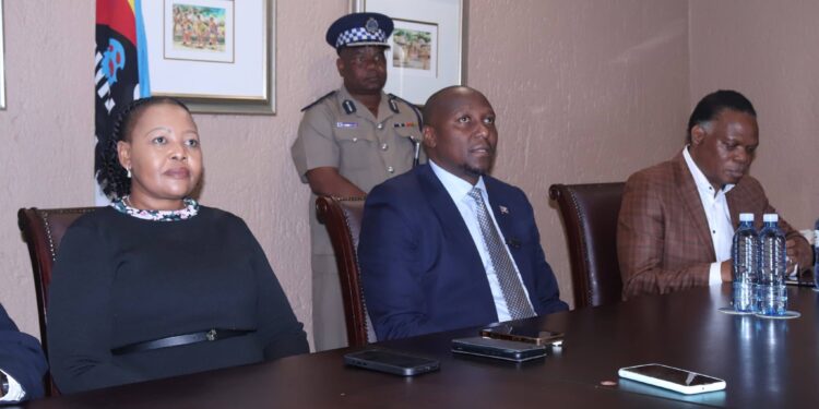 Prime Minister Russell Dlamini, Minister of Foreign Affairs and International Cooperation Pholile Shakantu, and Minister of Natural Resources and Energy HRH Prince Lonkhokhela seated during discussions at the Royal Villas Cabinet retreat.