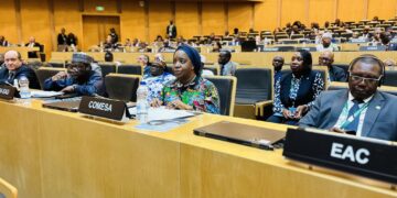 COMESA Secretary General Chileshe Mpundu Kapwepwe seated with fellow African Union delegates during the 39th Ordinary Session of the AU Assembly in Addis Ababa, February 2026.