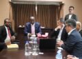 Prime Minister Russell Mmiso Dlamini with Minister of Commerce, Industry and Trade Manqoba Khumalo, Minister of Finance Neal Rijkenberg, Eswatini Investment Promotion Authority CEO Sibani Mngomezulu and Japanese investors from Toyota Tsusho Corporation and Unicharm Corporation during their investment visit to Eswatini.