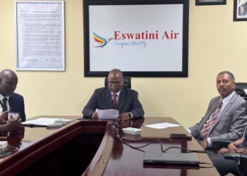 Officials from Eswatini Air and Royal Eswatini National Airways Corporation announce the launch of direct flights between King Mswati III International Airport and Lusaka starting 1 April 2026. Photo by Eswatini Air