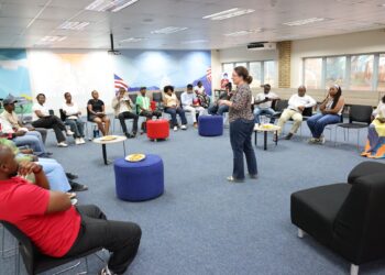 Creatives engage in a masterclass session at the Recording Studio Community of Practice in Manzini. Photo by US Embassy Eswatini.