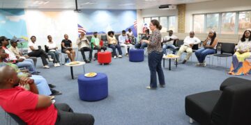 Creatives engage in a masterclass session at the Recording Studio Community of Practice in Manzini. Photo by US Embassy Eswatini.