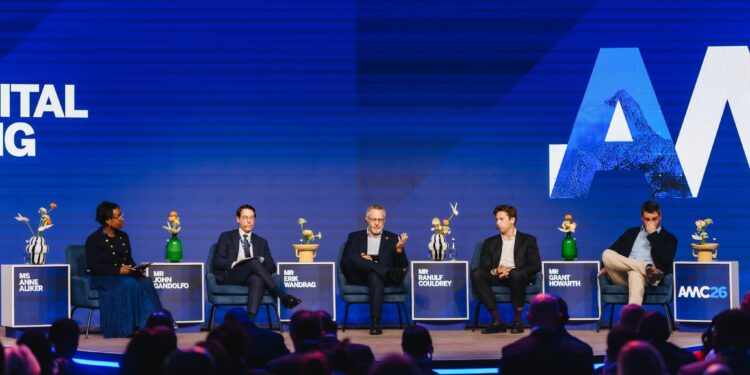 Panelists Goolam Ballim, Yvonne Mhango, and Dr. Michael Power during discussions on investment opportunities and risk strategies at the African Markets Conference 2026