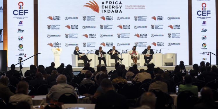 Panelists engage during a high level discussion at a previous edition of the Africa Energy Indaba in Cape Town
