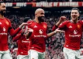 Matheus Cunha, Bryan Mbeumo and Diogo Dalot celebrate as Manchester United took control of the Premier League clash against Tottenham Hotspur at Old Trafford.