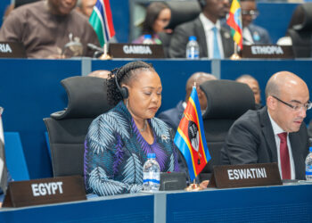 Minister for Foreign Affairs and International Cooperation Pholile Shakantu addressing the 1330th Meeting of the African Union Peace and Security Council
