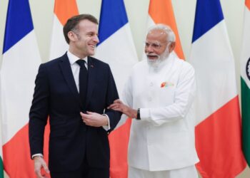 President Emmanuel Macron and Prime Minister Narendra Modi during bilateral talks and the launch of the India France Year of Innovation 2026 in Mumbai. Photo: X/Narendra Modi
