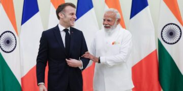 President Emmanuel Macron and Prime Minister Narendra Modi during bilateral talks and the launch of the India France Year of Innovation 2026 in Mumbai. Photo: X/Narendra Modi
