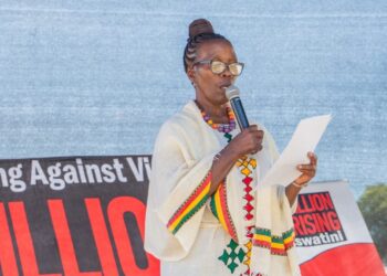 Ms. Margaret Thwala-Tembe, UNFPA Eswatini Head of Office, addressing participants at the One Billion Rising Eswatini Festival. Photo by UN Eswatini