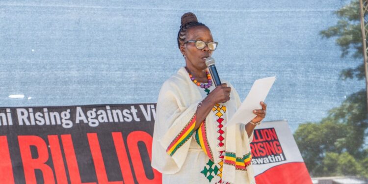 Ms. Margaret Thwala-Tembe, UNFPA Eswatini Head of Office, addressing participants at the One Billion Rising Eswatini Festival. Photo by UN Eswatini