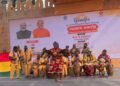 Ghana Dance Ensemble performs at the 39th Surajkund International Crafts Fair in Faridabad, India, thrilling the audience with traditional African rhythms and moves.