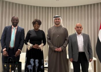 Honourable Savannah Maziya, Minister for ICT, meets with Global South Utilities CEO Ali Alshimmari and senior management during a bilateral engagement at the World Government Summit in Dubai.