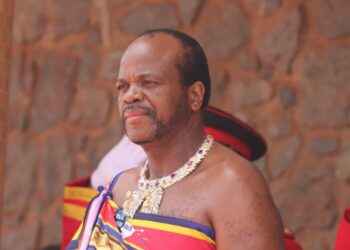 His Majesty King Mswati III arrives at Parliament in Lobamba for the official opening of the Third Session of the 12th Parliament.