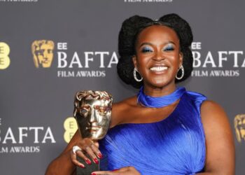 Wunmi Mosaku celebrates her Bafta win for her role as Annie in Sinners