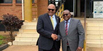 Honourable Ambassador Mahmoud Thabit Kombo and Honourable Mulambo Haimbe S.C during the joint ministerial visit at Tunduma/Nakonde OSBP on 23 February 2026.