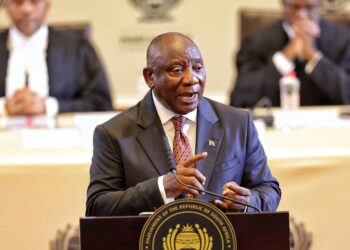 President Cyril Ramaphosa delivering the 2025 State of the Nation Address at Cape Town City Hall on Thursday in Cape Town. Picture: GCIS
