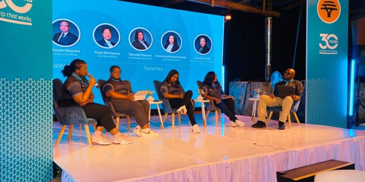 FNB Eswatini management during a panel discussion on the bank’s efforts to curb facata fraud scams, held yesterday in Malkerns. Pic by Sebenzile Bhembe.