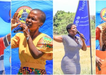 Upcoming gospel musician Bubu delivers a powerful performance during the ENCAC talent search at Mkhiweni Inkhundla in Luve, as fast rising poet Mcinseli Magagula, Maskandi artist Mbhekiseni from Mliba, and musician and poet Lady Pro also take to the stage in a showcase of grassroots talent.