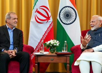 Prime Minister Narendra Modi meets Iranian President Masoud Pezeshkian on the sidelines of the 16th BRICS Summit in Kazan. File | Photo Credit: ANI