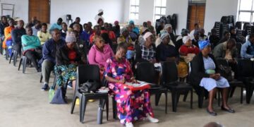 Community leaders and stakeholders follow proceedings during the SAPEMP sensitisation meeting held in one of the targeted Inkhundla as part of the nationwide rollout led by the Eswatini Water and Agricultural Development Enterprise.