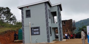 Mlamuli Dlamini’s newly built double-storey home in Magele, Mtsambama Inkhundla, handed over by the Deputy Prime Minister Thulisile Dladla.