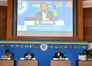 SADC Executive Secretary Elias Magosi addresses Senior Officials during the meeting on the Mid Term Review of the RISDP 2020 to 2030 in Pretoria.