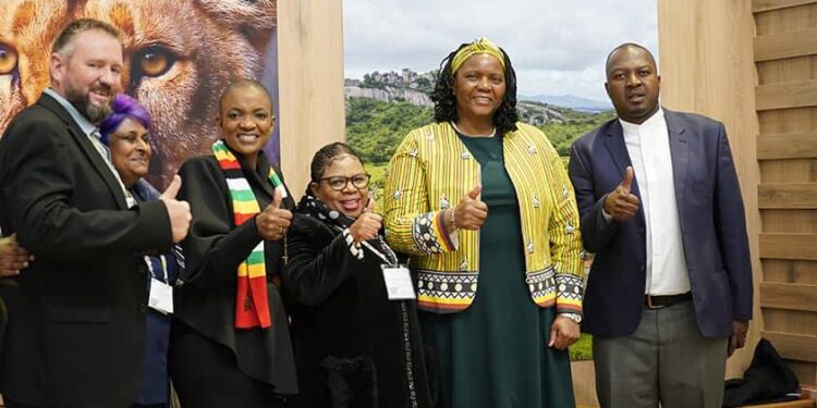 Zimbabwean tourism officials with Minister Hon Barbara Rwodzi at ITB Berlin 2026, engaging with partners and stakeholders to boost the country’s global tourism presence.