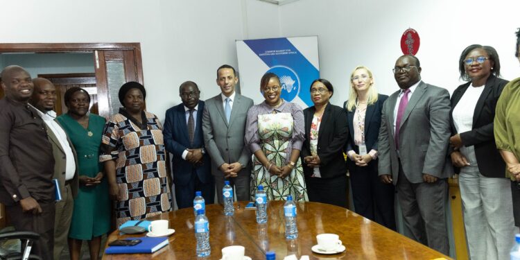 COMESA officials and World Bank representatives pose for a group photo during the meeting on the Great Lakes Trade Facilitation and Integration Project at the COMESA Secretariat in Lusaka.