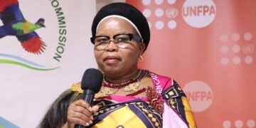 Jane Mkhonta delivers remarks during the Eswatini Women’s Dialogue 2026 held at Esibayeni as part of activities marking International Women’s Day.
