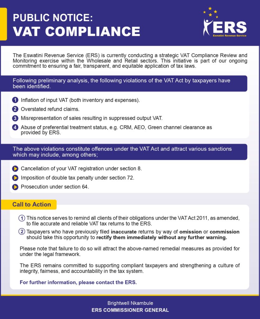 ERS VAT Compliance notice