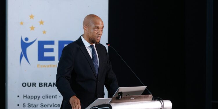 Brightwell S. Nkambule, Commissioner General of the Eswatini Revenue Service, addressing the public on the implementation of the Income Tax (Compliance Certificate) Regulations, 2022.