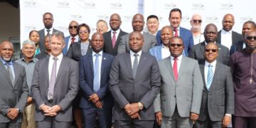Prime Minister Russell Mmiso Dlamini poses for a group photo with government officials, partners and stakeholders during the launch of the 2026 Eswatini Investment Conference