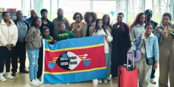 The group of 15 emaSwati who returned home from Kuwait and Saudi Arabia after arriving in the Kingdom on repatriation flights on Wednesday night and Thursday morning. Photo by Ministry of Foreign Affairs and International Cooperation, Eswatini.