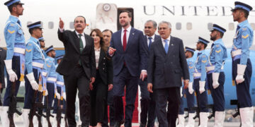 US Vice President JD Vance walks with Pakistan's Chief of Defence Forces and Chief of Army Staff Field Marshal Asim Munir, and Pakistani Deputy Prime Minister and Foreign Minister Mohammad Ishaq Dar after arriving for talks with Iranian officials in Islamabad, Pakistan, April 11, 2026. © Jacquelyn Martin, Reuters
