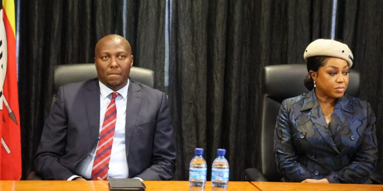 Prime Minister Russell Mmiso Dlamini and Minister Savannah Maziya.