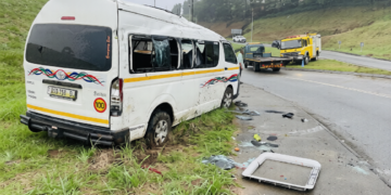 Accident scene near the Eswatini College of Technology where emergency personnel responded after a kombi carrying schoolchildren crashed on Wednesday morning. Photo by Times of Eswatini.