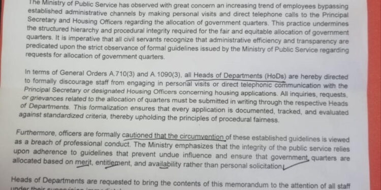 Govt warns civil servants against bypassing housing allocation procedures