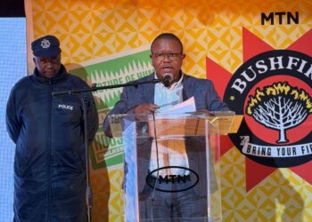 P rime Minister Russell Mmiso Dlamini, represented by Minister of Commerce, Industry and Trade Manqoba Khumalo. Photo by MTN Bushfire