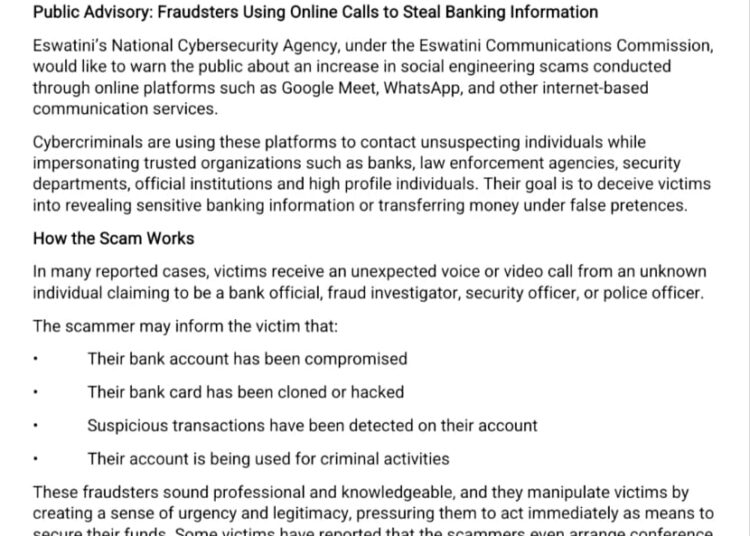 ESCCOM warns against online calls used to access bank accounts