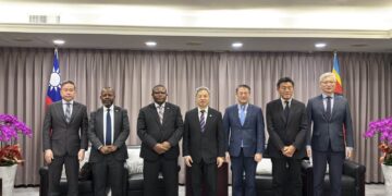Minister of Commerce, Industry and Trade Manqoba Khumalo poses for a group photo with his counterparts during bilateral engagements in the Republic of China (Taiwan). (Pic: Ministry of Commerce, Industry and Trade)